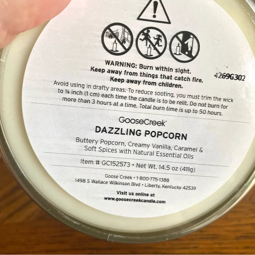 Goose Creek Dazzling Popcorn 3-wick Candle 14.5oz soy wax blend brand new